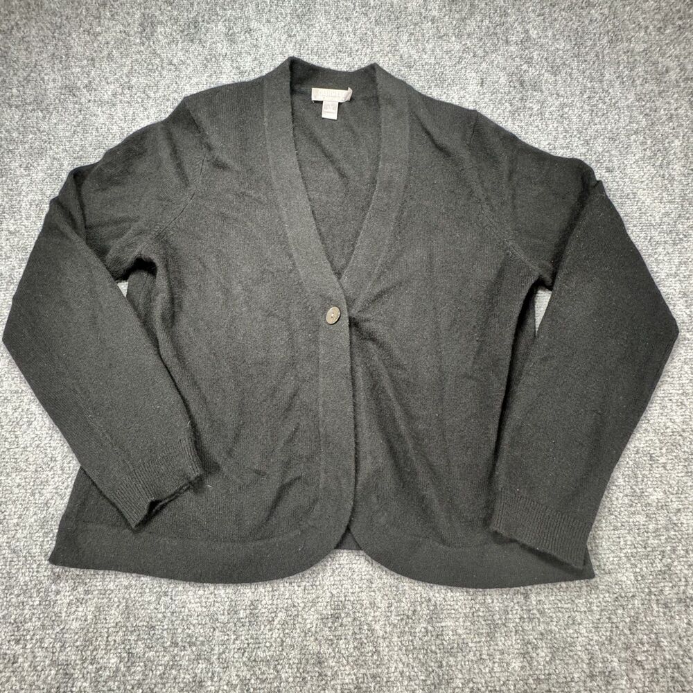 Charter Club 100% Cashmere Cardigan Sweater Black One Button Women's Large